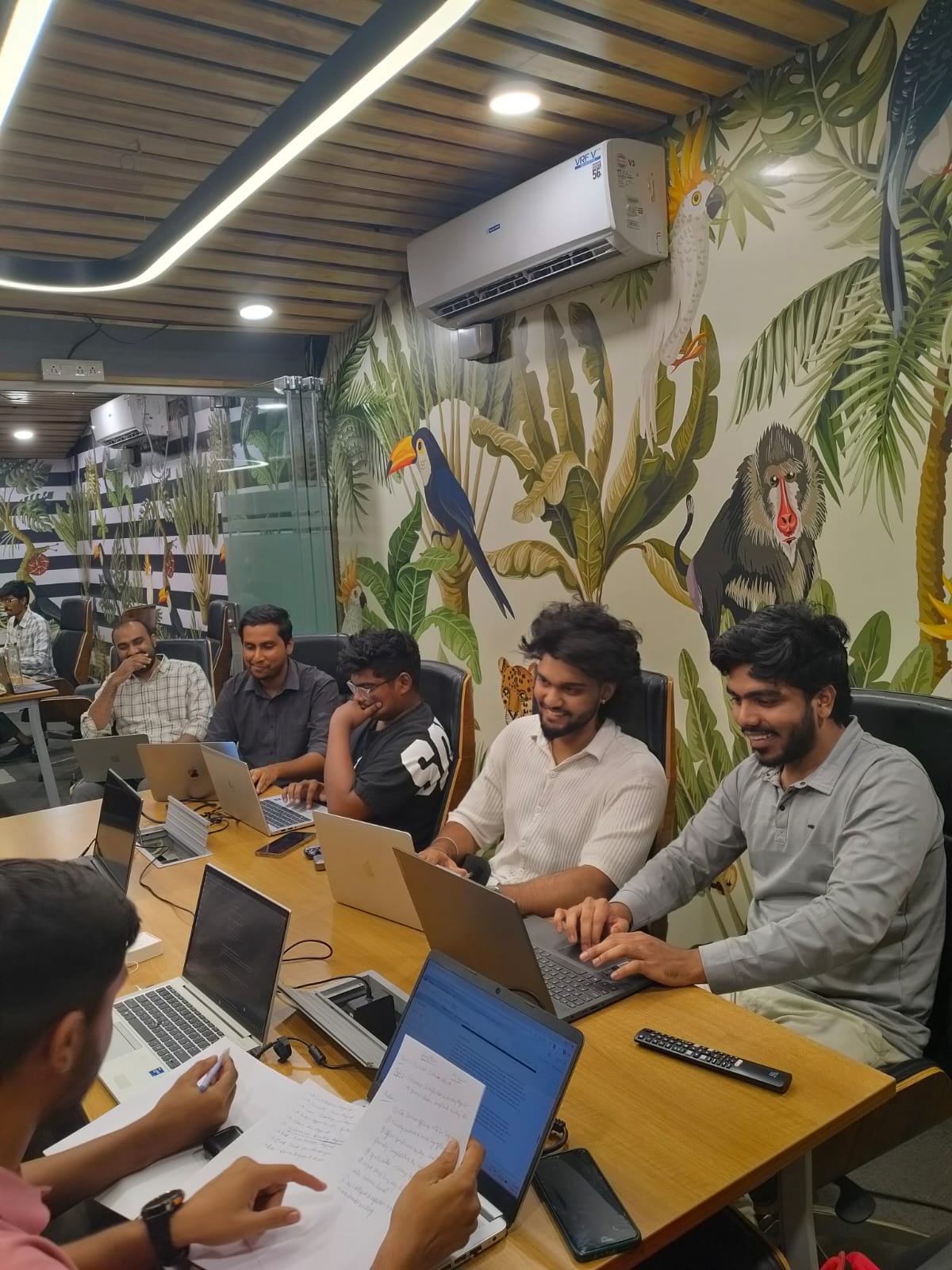 The team collaborating